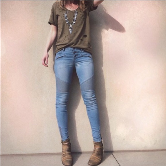 Free People Denim - Free People Moto Skinny Jeans